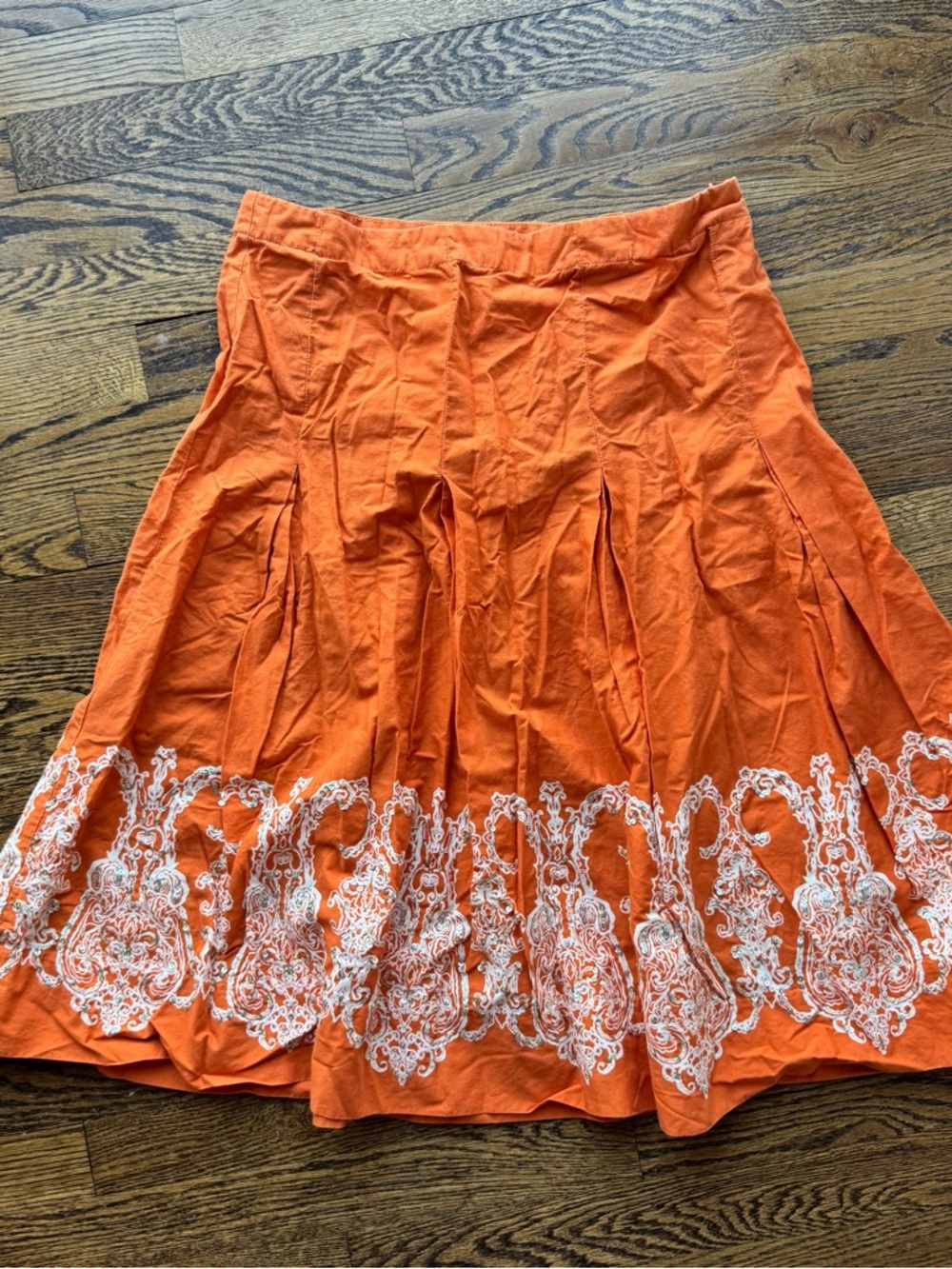 Tommy Hilfiger Vintage Y2K 100% Cotton Orange Embroidered A-Line Skirt 8